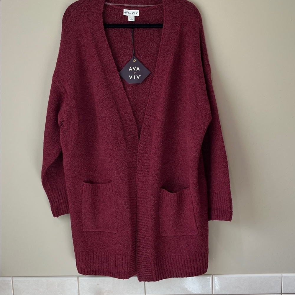 Ava & Viv Deep Burgundy Cardigan